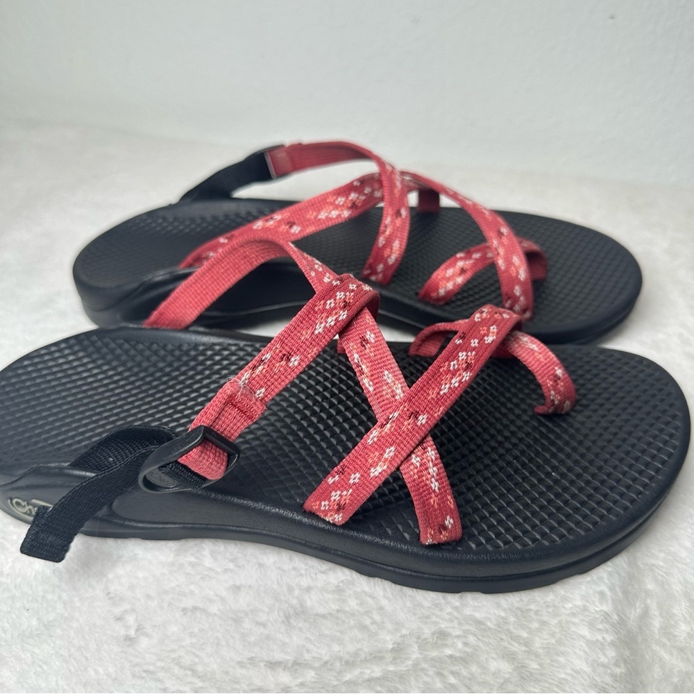 Chaco Arch Support Women's Sandals in Pink Adjustable Straps in Black Sole W9 - Picture 4 of 15